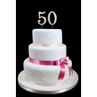 50th Birthday Wedding Anniversary Number Cake Topper with Sparkling Rhinestone Crystals - 1.75" Tall 